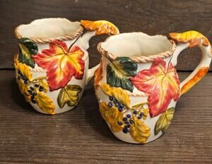 VTG BICO Leaves Autumn Fall Colors Set of 2 Coffee Mugs